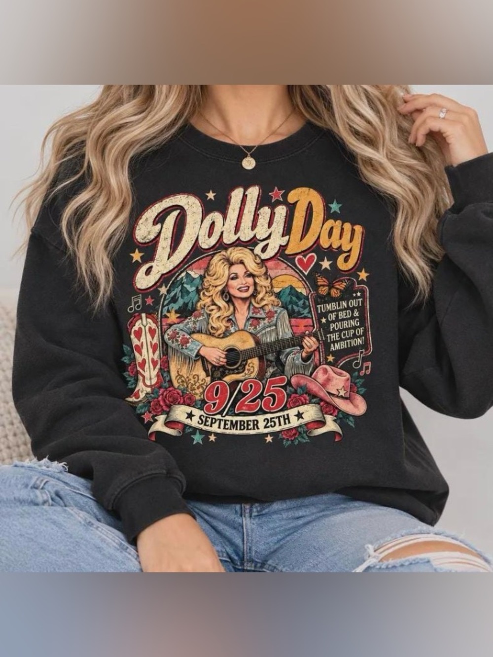 Dolly Day September 25th Western Tee, Country Music Birthday Graphic Sweatshirt